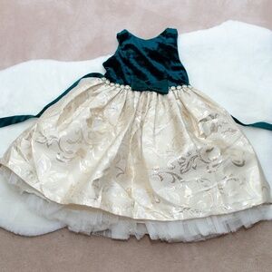 American Princess Green and Gold Dress-Kids-Girls Size S (6/7)